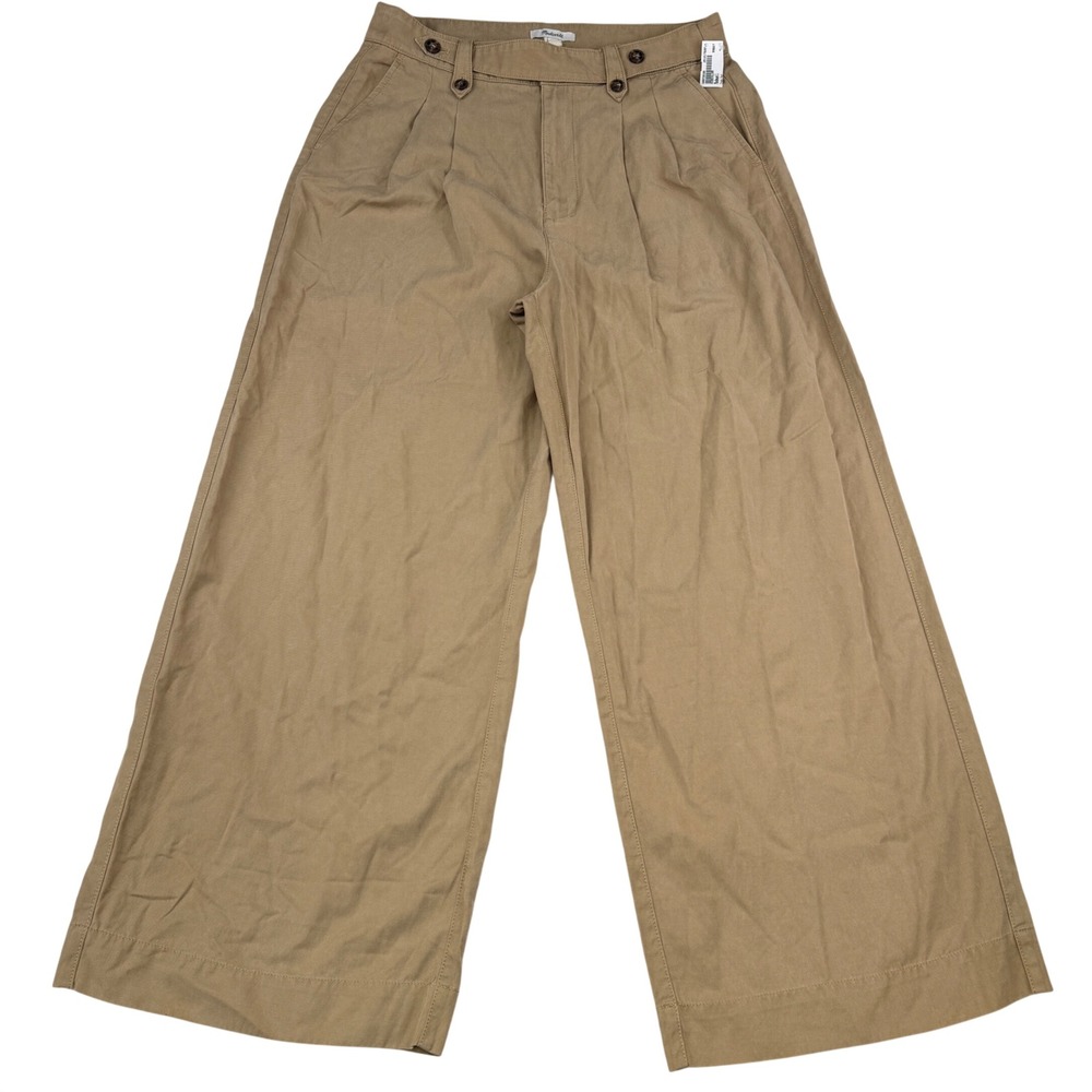 NEW Madewell Pleated Wide Leg Trousers Women 12 Lyocell Linen Blend Pants NWT